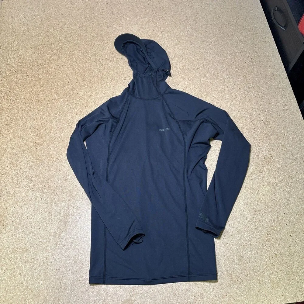 Patagonia Hooded Rash Guard Black Men’s Size Small R0 UPF 50 Surf F2